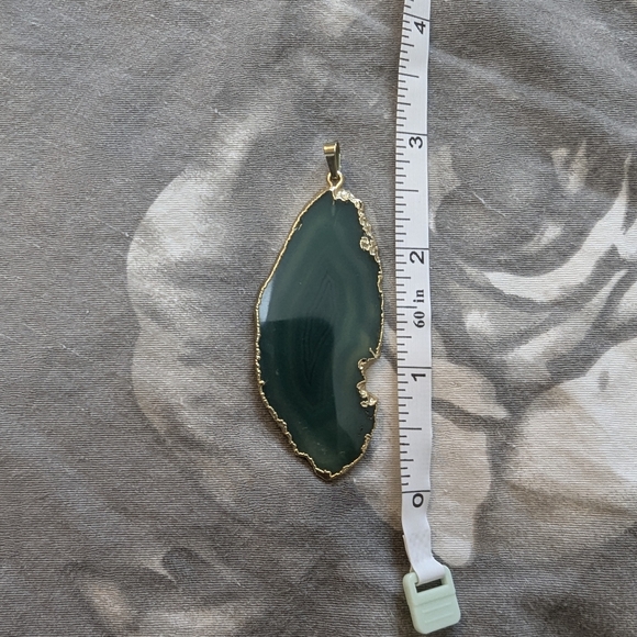 Aqua Blue Slice Agate Necklace Pendant - Picture 3 of 3